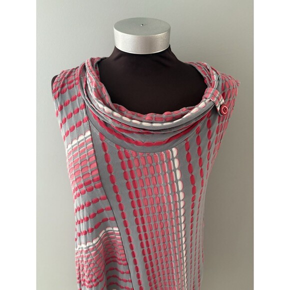 Habitat Clothes Tunic Top Size M Pink Gray Flared Swing Tank Sleeveless Cowl - Picture 2 of 15